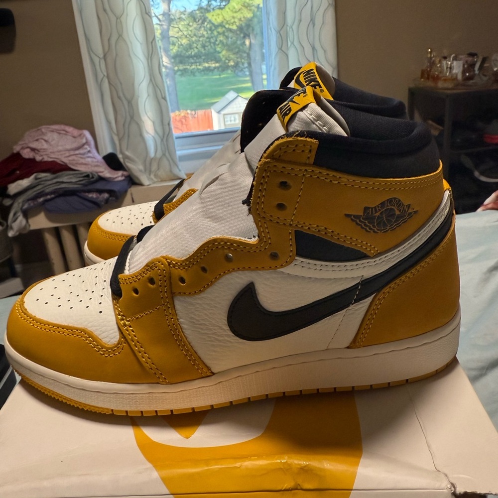 Nike White and Yellow High-Top Sneakers